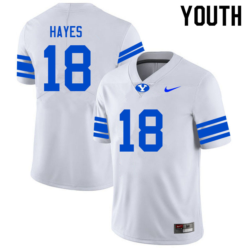 Youth #18 Kaleb Hayes BYU Cougars College Football Jerseys Sale-White
